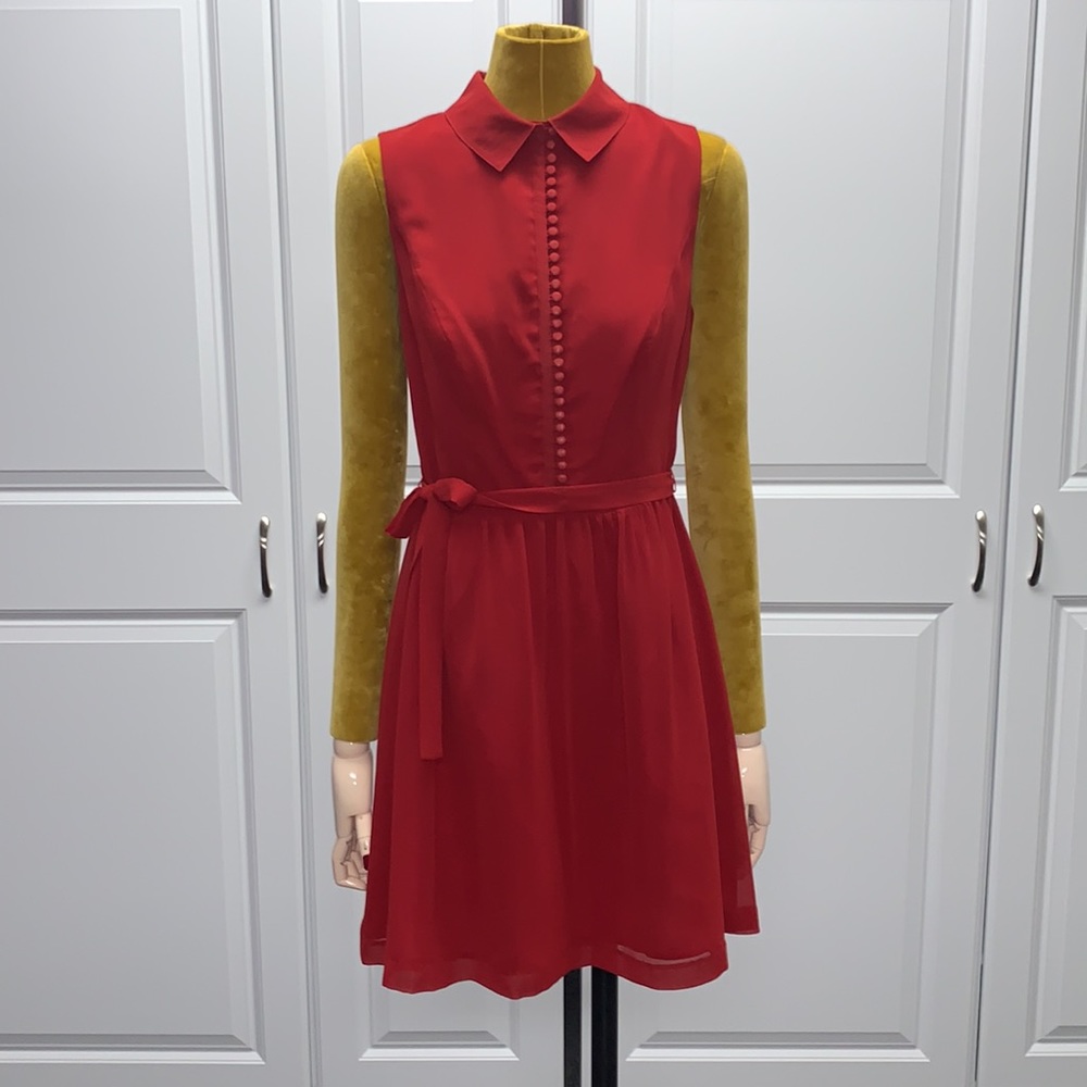 Kensie sleeveless collared button down dress